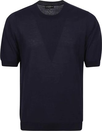Ballantyne R Neck Sweater - Heren - Ronde hals truien - Blauw - L - Katoen - Truien & Vesten