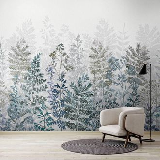 Superfresco Easy Leaf Silhouette Indigo Print To Order 3m x 2.8m Mural in Purple