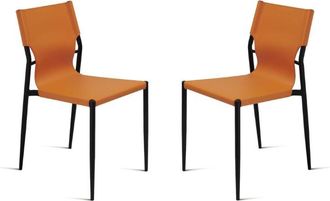 Capodarte Sedia in simil cuoio Arancio con struttura in metallo Nero sveva 2 sedie