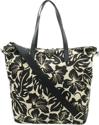 Prada Pre-owned Nylon Leren Tote Tas - Dames - Vintage Shopper - Veelkleurig - ONE Size - Nylon - Vintage