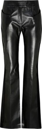Tom Ford Zwarte leren uitlopende broek - Dames - Wijde Broeken - Zwart - S - Leer - Broeken