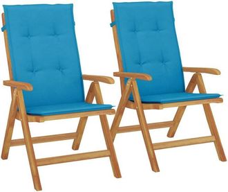 vidaXL Sillas De Jard&iacute;n Reclinables Y Cojines 2 Uds Madera Maciza Teca Vidaxl