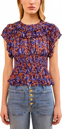Ulla Johnson Athene Short Sleeve Top In Violet