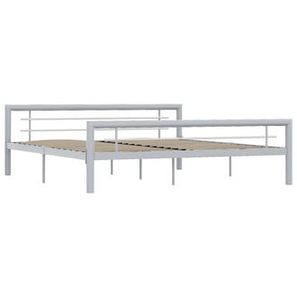 Berkfield Home Bed Frame Grey & White Metal 180x200 cm Super King