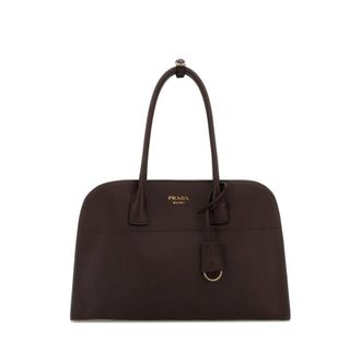 Prada Aubergine Leather Medium Shopping Bag