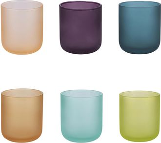 Villa D'Este Home Tivoli Juego de 6 vasos de agua de 300 ml en vidrio efecto mate, Color Shock