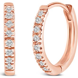 House of Brilliance 14K Gold 1/5 CTW Diamond Huggie Hoop Earrings in Rose at Nordstrom