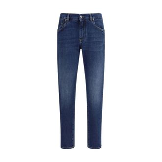 Dolce & Gabbana Jeans, Heren, Blauw, M, Katoen, Mid-Rise Katoenen Jeans