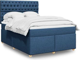 vidaXL Vidaxl - Cama Box Spring Con Colch&oacute;n Tela Azul 140x190 Cm