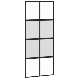 Berkfield Home Sliding Door Black 90x205 cm Tempered Glass & Aluminium