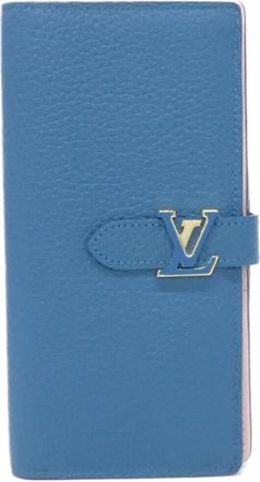 Louis Vuitton Blue Leather Long Wallet (Bi-Fold) (Pre-Owned)