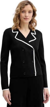 Karl Lagerfeld Jassen, Dames, Zwart, L, Leer, Dubbelrijige Vest