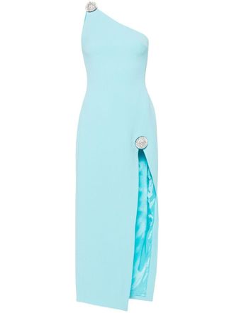 DAVID KOMA Abito midi Crystal Ball monospalla - Blu