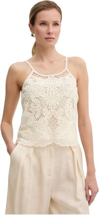 Twinset Tops, Dames, Beige, L, Katoen, Crochet kanten top
