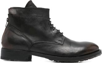 LEQARANT Stivali stringati con zip - Marrone