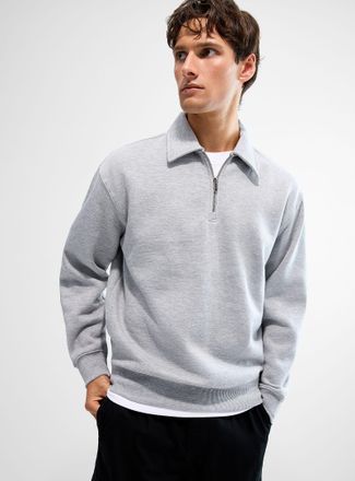 Le 31 Mens Zip-up polo-collar sweatshirt