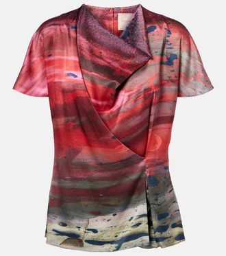 Roksanda Ilincic Printed draped silk satin top