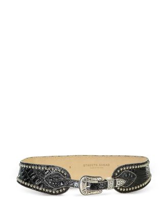 Streets Ahead Owen debossed studded belt - women - Leather - L - Black