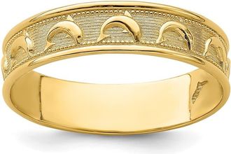 Diamond2Deal 14k Yellow Gold Gold Polished and Textured Dolphin Engraved Thumb Ring
