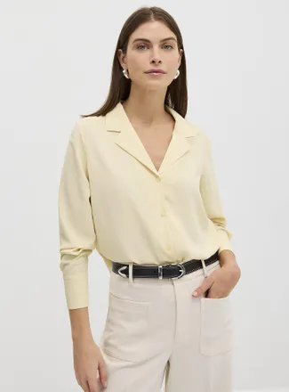 Contemporaine Womens Flowy notch-collar shirt