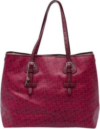 Celine Pre-owned Vintage Canvas Tote Bag - Dames - Vintage Shopper - Rood - ONE Size - Leer - Vintage