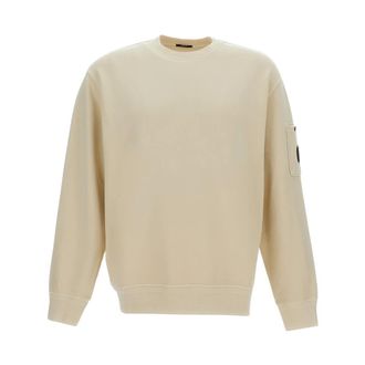 C.P. Company Sweatshirts, male, Beige, Size: XL Diagonal-Texture Cotton Sweatshirt