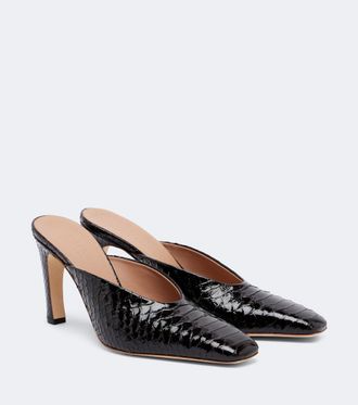 Malone Souliers Rowe croc-effect patent leather mules
