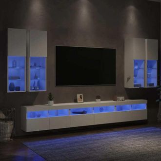 vidaXL Vidaxl - Mueble De Pared De Tv Con Luces Led 7 Piezas Blanco