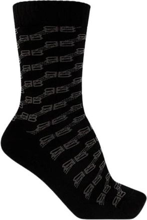 Balenciaga BB Monogram High Socks - unisex - Sokken - Zwart - XL - Katoen - Ondergoed