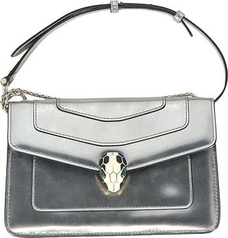 Bulgari Pre-owned Womens Bvlgari Metallic Serpenti Forever Crossbody Bag in Silver Leather - One Size