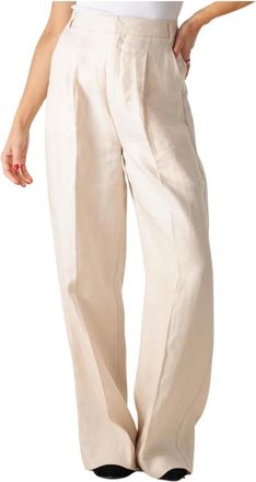 Copenhagen Muse Broeken, Dames, Beige, L, Elegante Nature White Pantalon