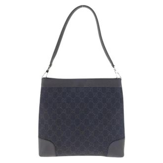 Gucci Pre-owned Shoulder Bags, female, Blue, Size: ONE SIZE Pre-owned GG Canvas Leather Shoulder Bag