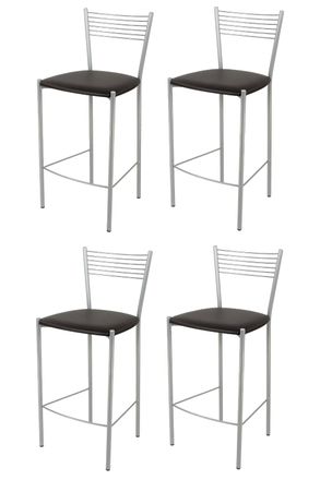Tommychairs Tommychairs 4 Taburetes Elegance En Acero Aluminio Asiento Polipiel Moka