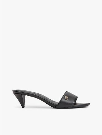 Tommy Hilfiger TH Monogram Leather Heeled Mules