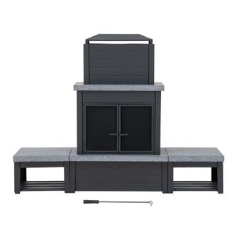 Sunjoy Direct Chimenea De Le&ntilde;a De Acero Vulture - 194 X 51 X 148 Cm, Negra