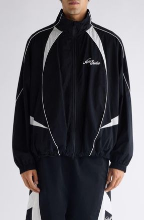 Acne Studios Peachy Embroidered Logo Piped Track Jacket in Black at Nordstrom, Size 38 Us