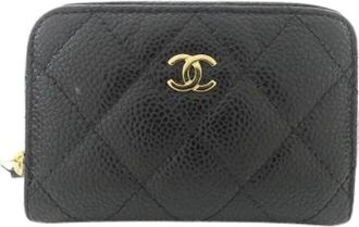 Chanel Pre-owned Wallets, female, Black, Size: ONE SIZE Pre-owned Timeless Classic Caviar Skin Coin Case