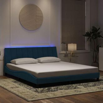 vidaXL Estructura De Cama Con Luces Led Terciopelo Azul 180x200 Cm Vidaxl