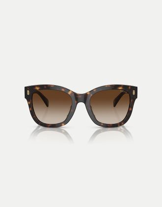 Ralph Lauren occhiali da sole ovali con lenti marroni in havana scuro lucido-Marrone