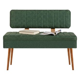 Dmora Panca Barthelemy, Soporta 150 Kg, Estructura Verde, Altura Asiento 40 Cm, 105x40x85h Cm Roble Marr&oacute;n