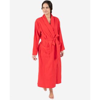 Leveret Womens Flannel Robe, 100% Cotton in Red at Nordstrom, Size Xx-Large