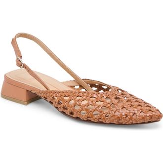 Dolce Vita Birdie Pointed Toe Slingback Flat in Cafe Woven Leather at Nordstrom, Size 10