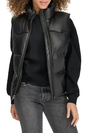 Levi's Faux Leather Western Puffer Vest in Black at Nordstrom, Size Large