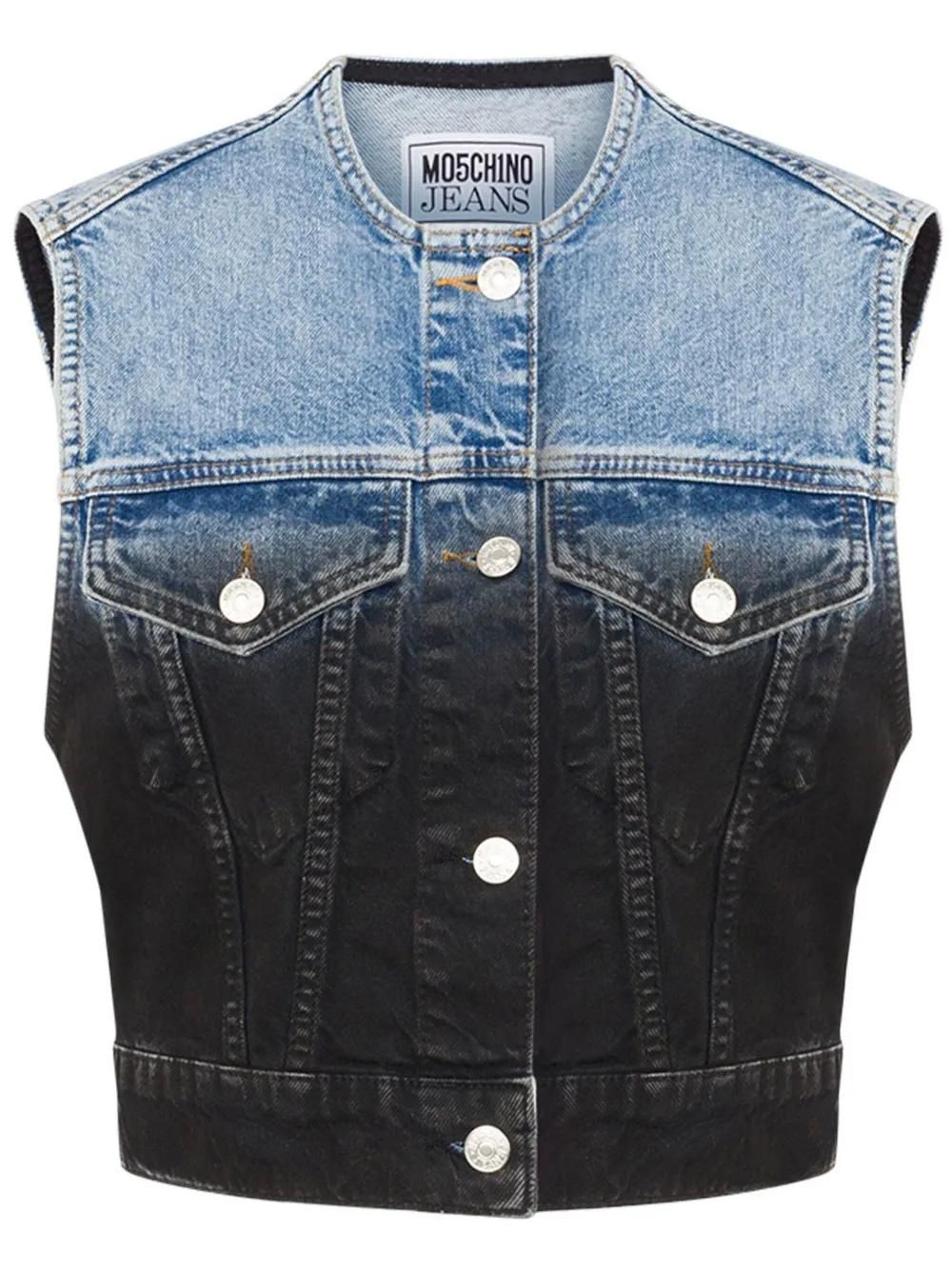 ベスト・ジレ Moschino Two-Tone Wool And Satin Oversize Vest Moschino Women Two-Tone Wool And Satin Oversize Vest