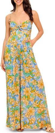 Flying Tomato Print Cutout Wide Leg Jumpsuit in Blue at Nordstrom Rack, Size Small