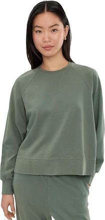 Pact CloudKnit Raglan Crew Womens Sweatshirt Castor Green : LG, Cotton/Elastane