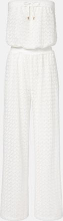 Melissa Odabash Viv sheer pointelle cotton-blend jumpsuit