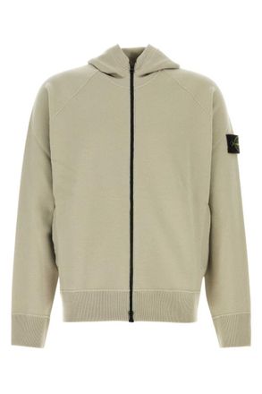 Stone Island Beige Solid Zip Up Hoodie