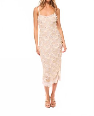 LoveShackFancy Harlette Beaded Midi Dress In Sanibel Gold
