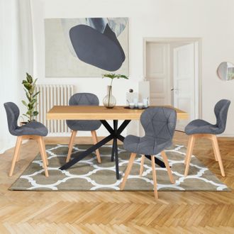 IDMarket Lote De 4 Sillas De Comedor Robine De Tela Gris Oscuro